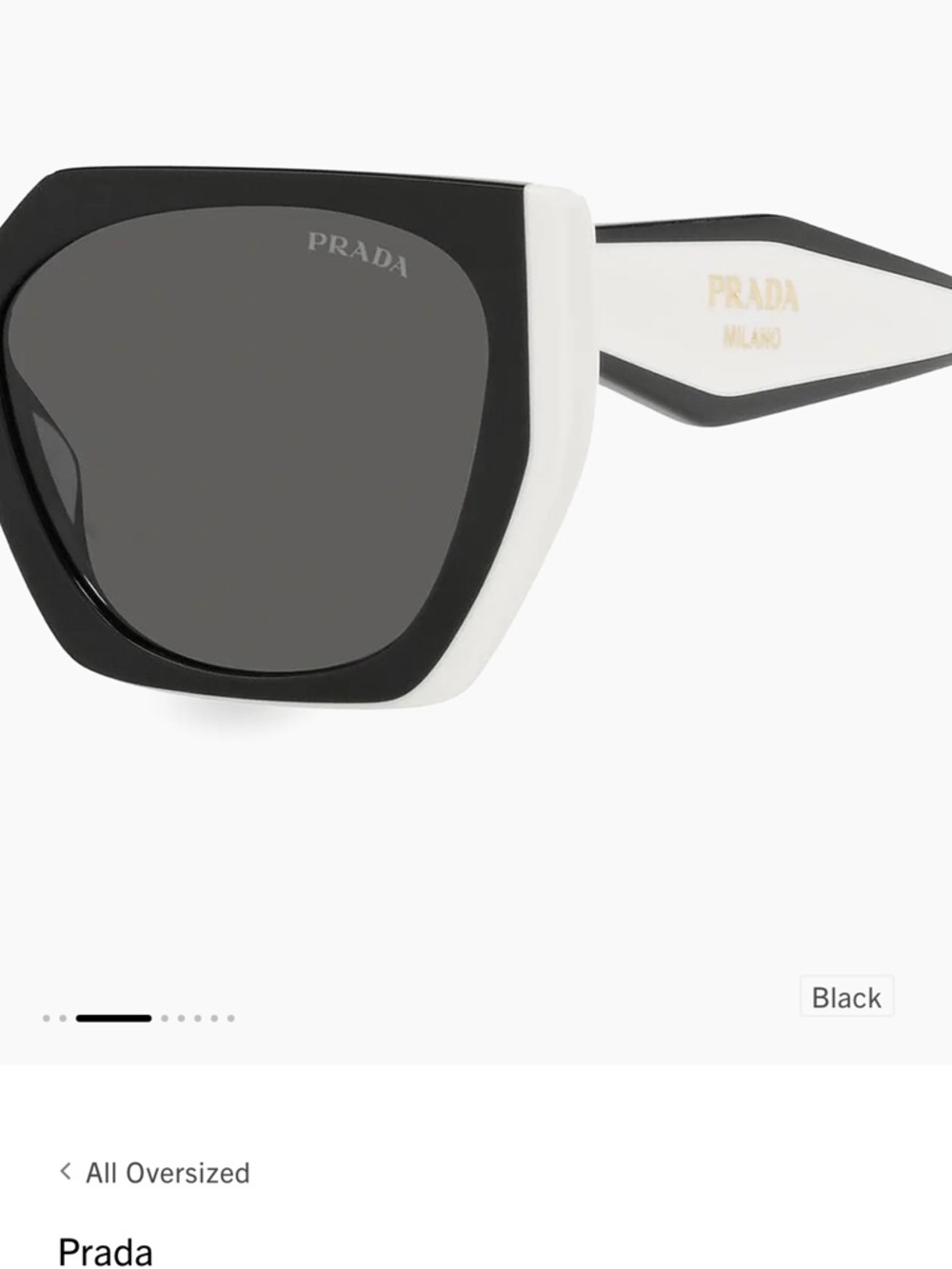 Prada Two-Tone Black & White Oversized Square Sunglasses - Picture 3 of 10